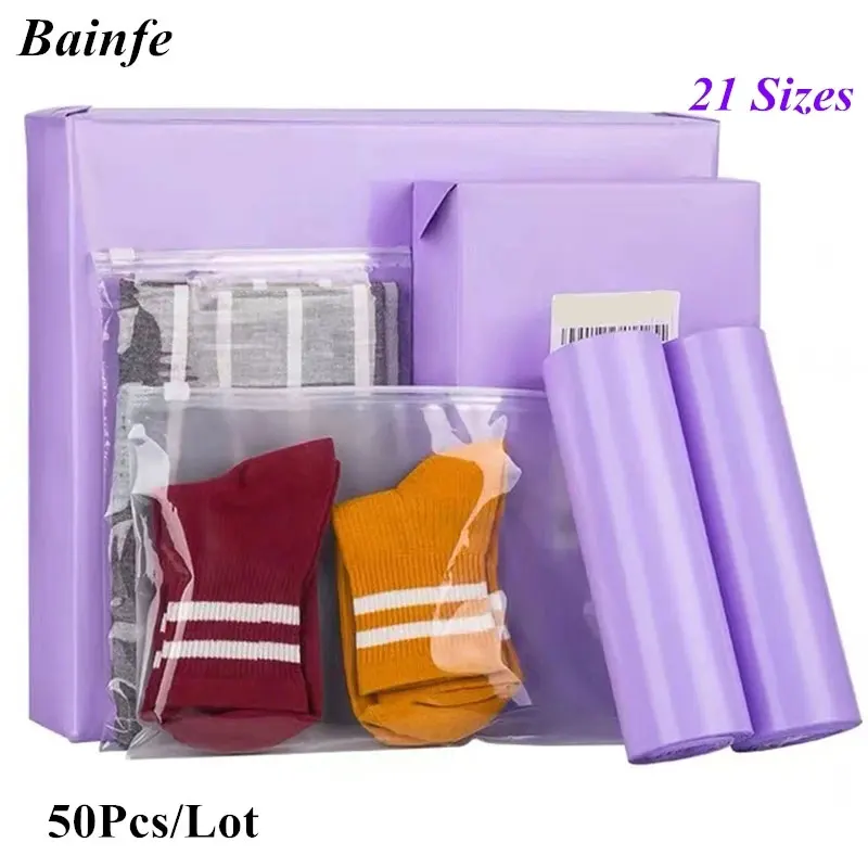 

50Pcs Poly Purple Thicken Mailing Shipping Bag Self-Adhesive Express Courier Bags Plastic Envelope Postal Makeup Organizer Pouch