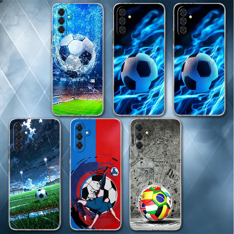 Football Soccer Ball Design Soft Phone Case For Samsung A57 A17 A56 A16 A55 A15 A54 A14 A53 A13 A52 A12 A37 A36 A35 A34 A33 A26