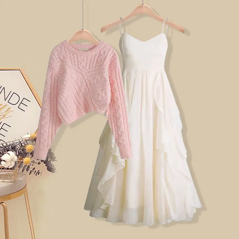 

plus Size Women's Lazy Sle Knitted Sweater Dr Two Piece Set Loose Fit Early Autumn New Arrival Casual Comfortable Faion