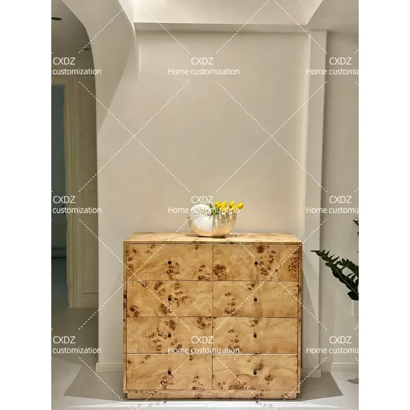 Medieval Wabi Sabi Solid Wood Side Cabinet Retro Tree Pattern Storage Console for Living Room Entrance Bedroom Dining Area
