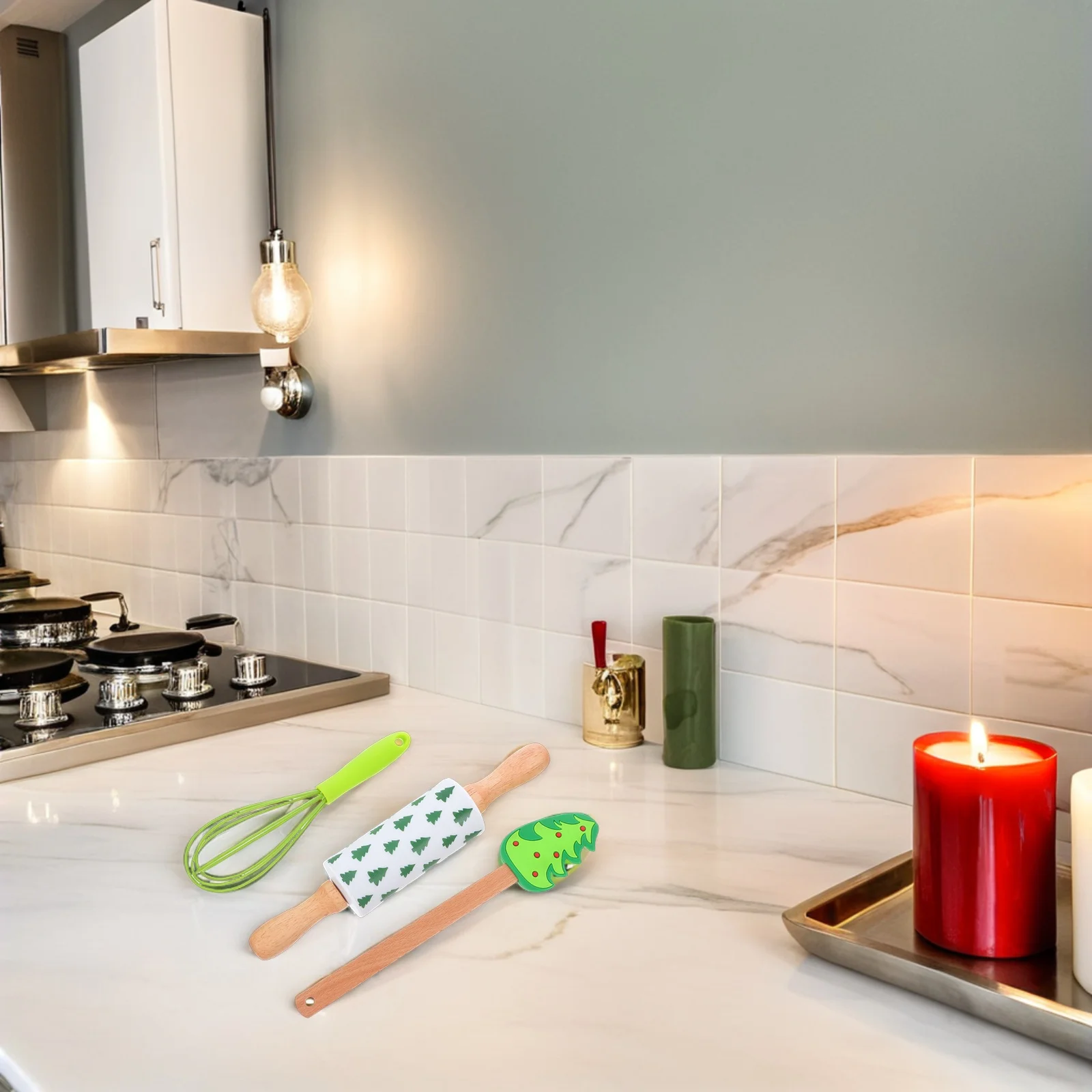 

3 Pcs Baking Supplies Christmas Tools Rolling Pin Pastry for Small Christmascooking Utensil Silicone