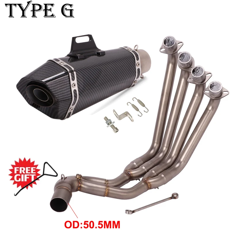 Full Systems For Honda CBR650R CBR650F CB650R CB650F Motorcycle Full Exhaust Front Middle Link Pipe And Carbon Muffler DB Killer
