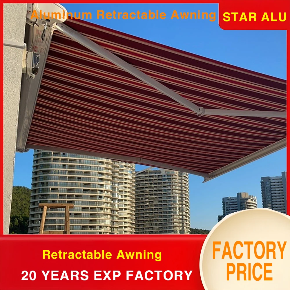 

Только оптовая продажа, моторизованный выдвижной тент нестандартного размера — прочный складной солнцезащитный козырек на открытом воздухе с алюминиевой рамой и водонепроницаемым