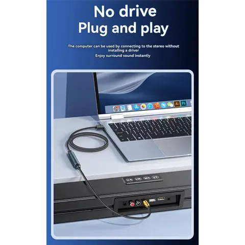 AU67-USB till optisk ljudadapter USB till optisk kabel USB till optisk ljudkonverteringskabel USB A till SPDIF-portadapter 8 best sales USB till SPDIF - №2