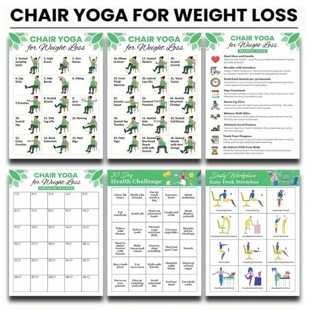 

Новые постеры для йоги (4/6 листов), таблицы для физических упражнений формата А4, 30-дневные челленджи, подвесные таблицы упражнений сидя для начинающих