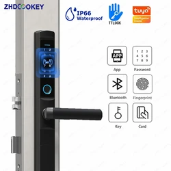 Double Side Waterproof IP66 Tuya Wifi TTlock APP Remote Fingerprint Password IC Card Code Sliding Door Locks Smart Aluminum Lock