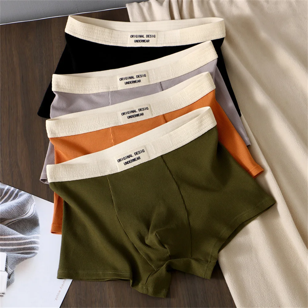 5 pcs Men\'s Underwear Man Underpants Boxer Shorts Breathable Male Boy Sports Underpants Male U Convex Underwear