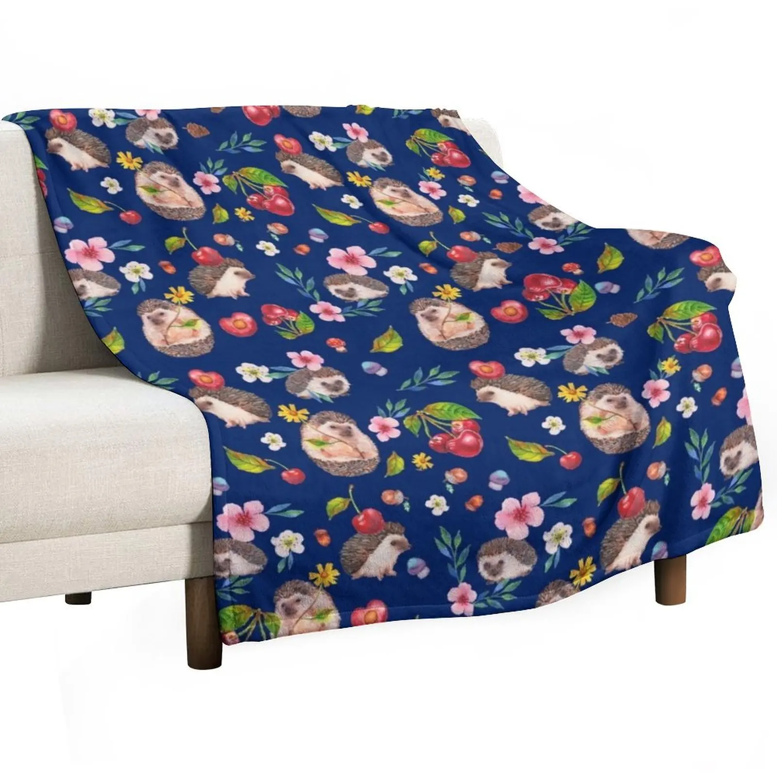 

Hedgehog with cherries Throw Blanket Blankets For Bed Loose decorative Plaid on the sofa Blankets