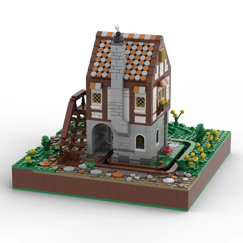 

New small particle assembly building blocks building model toys MOC-220771 1523pcs medieval architecture family scene model toys