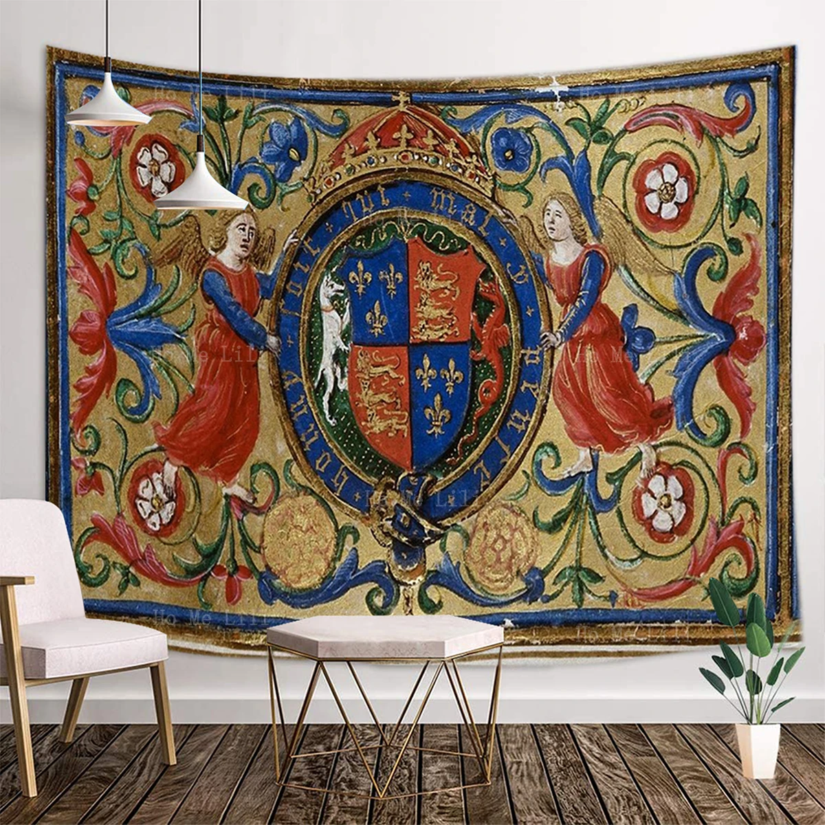 Russian Federation Gold National Emblem And The Arms Of Henry Viii Royal Crest Tapestry By Ho Me Lili For Livingroom Decor