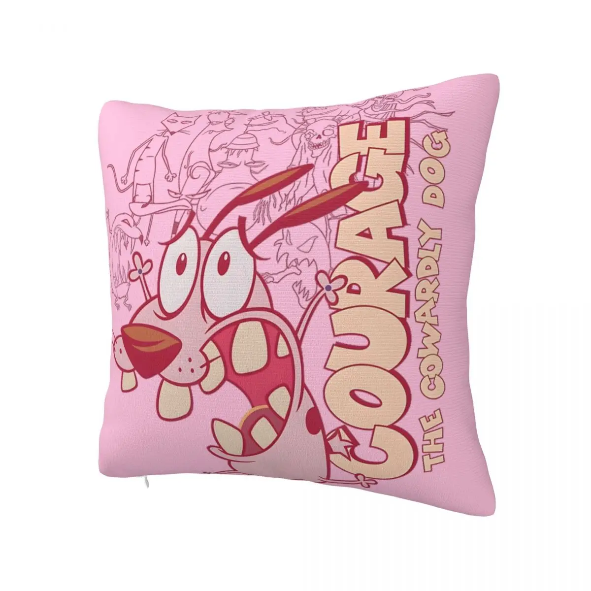 Running Scared Cute C-Courages Cowardly Dog Pillowcase Printing Cushion Cover Decor Pillow Case Cover Living Room Zipper 45*45cm