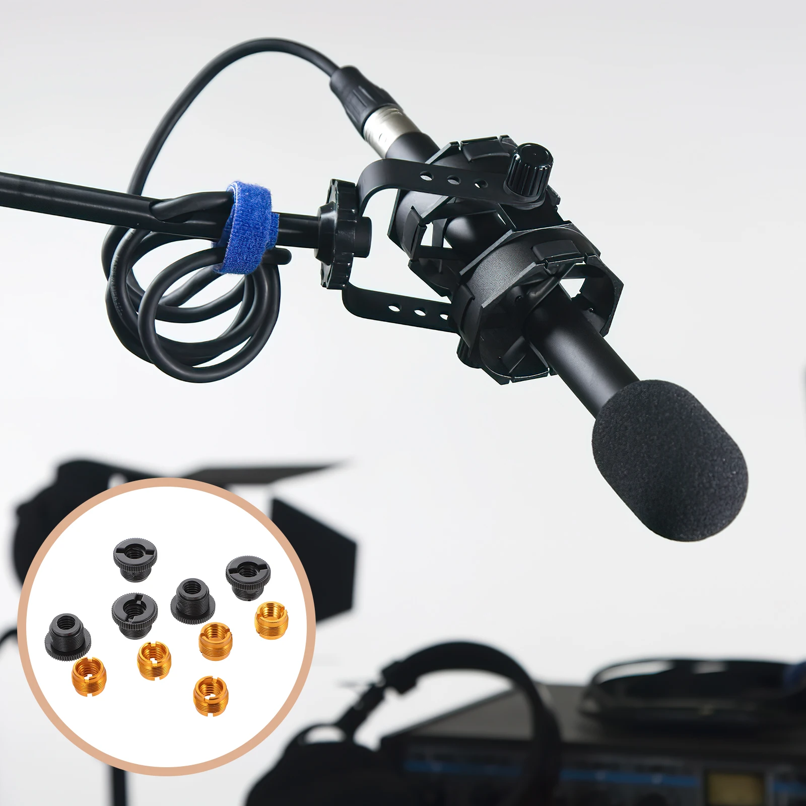 

10pcs Microphone Stand Shockproof Adapter 3/8 to 5/8 Thread Converters Black Gold DJ Accessories Aluminum Screw Nuts