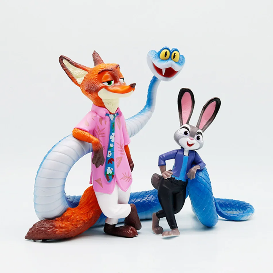 Zootopia Figurki Zwierząt Zestaw Zabawek dla Dzieci Prezent z Judy Hopps i Nickiem Wilde Postacie z Filmu Kolekcja Figur