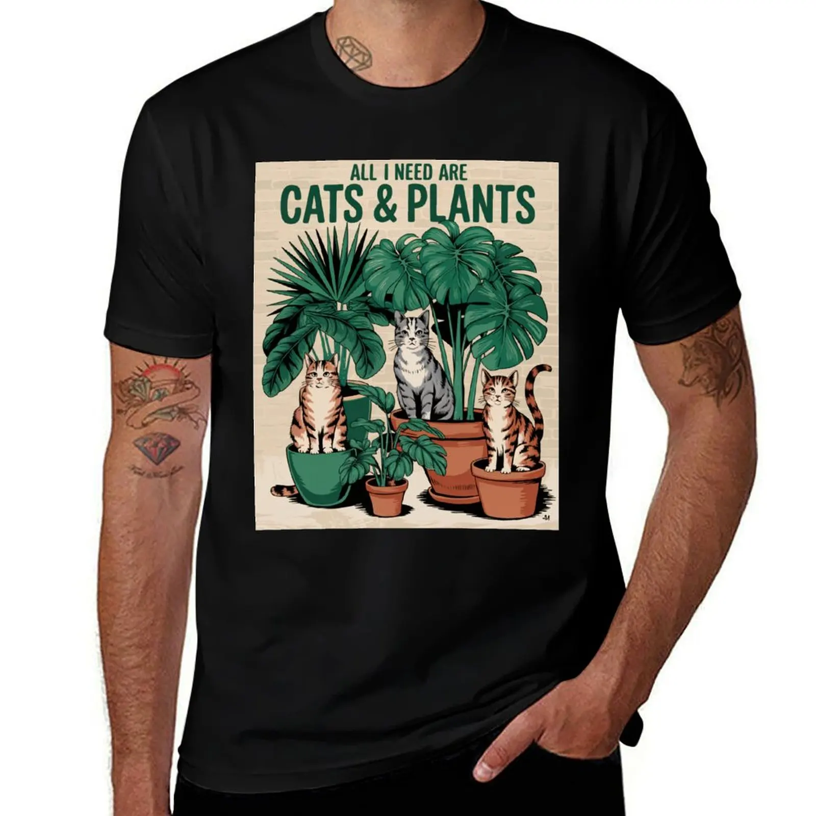 

Vintage t print Are Illustration man Cats for shirts soft Need All shirt custom I T-Shirt cotton And Plants t
