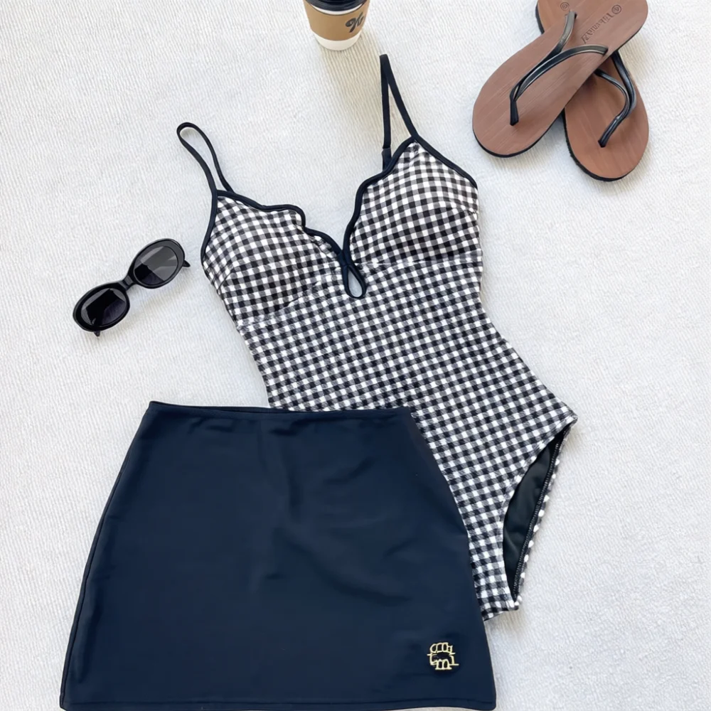 Premium Quality Plaid Bathing Suit Women One Piece Sexy Monokini With Pads Slimming Breathable Summer Beach Swimwear