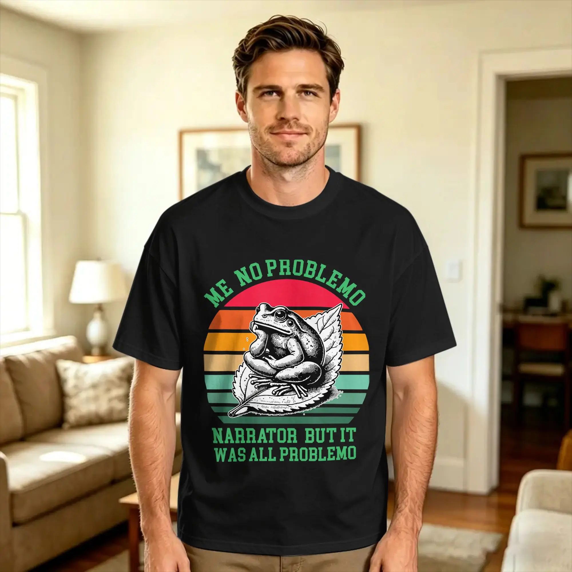 Vintage T-Shirt Me No Problemo Narrator But It was All Problemo Frog 100% Cotton T Shirts  Hippie Tee Shirt  Short Sleeve Tees