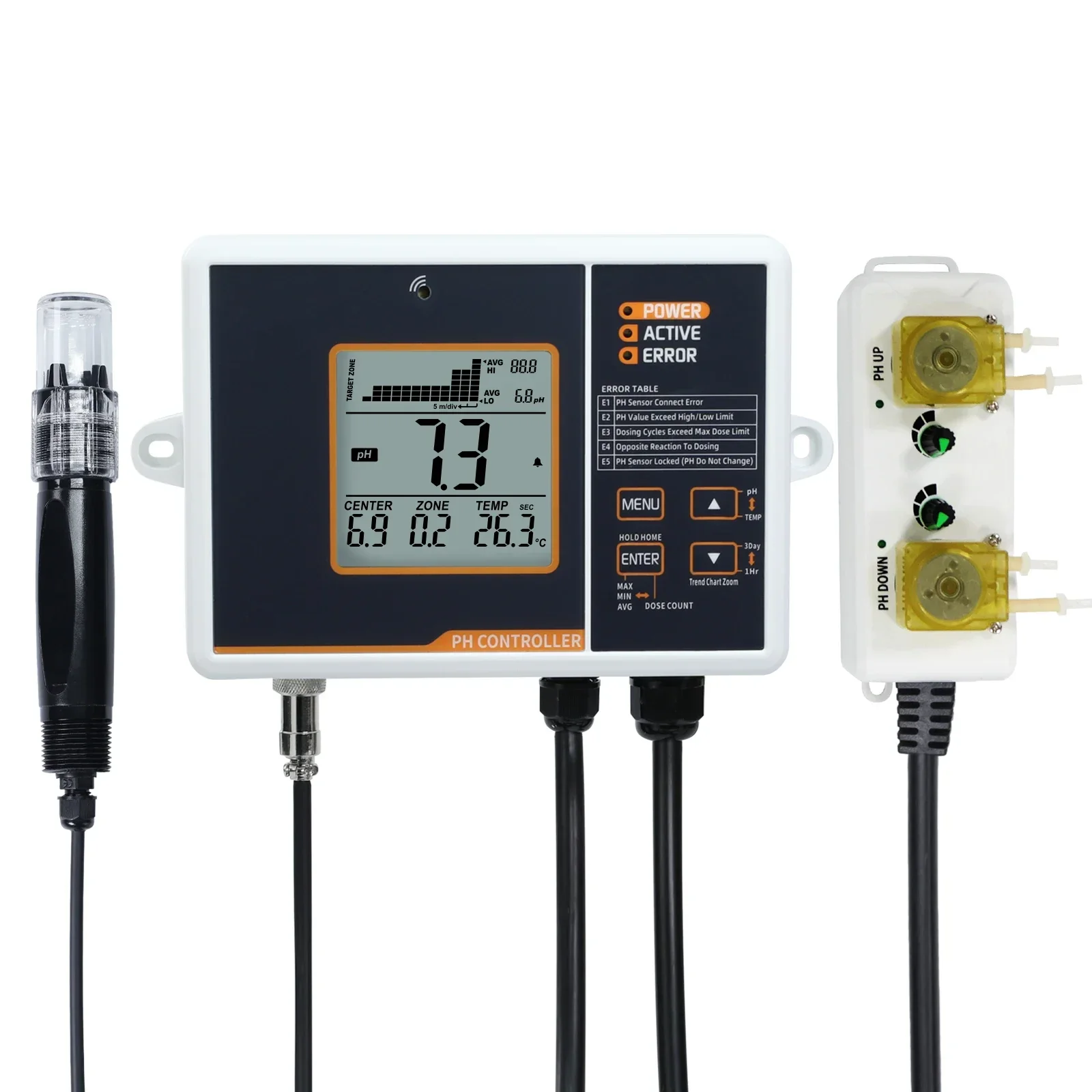 

pH Meter Controller W/ Temperature Readings Dual Relay Function for Hydroponic Nutrient Mixes & Fish Aquariums