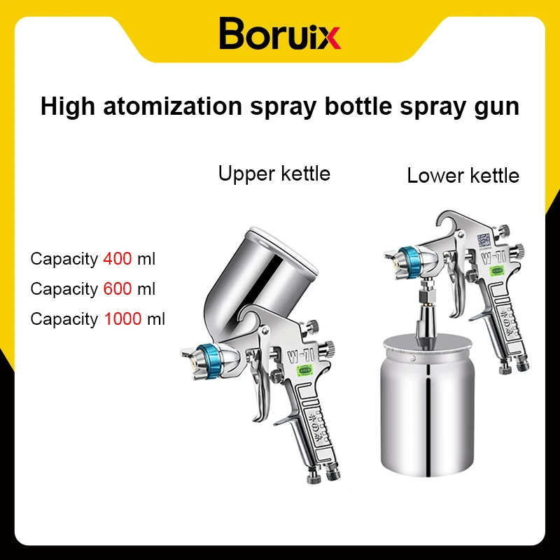 Boruix Pro Painting Gun W-71/W-77/W-101 0.8/1.0/1.5/1.8mm Nozzle Paint Guns Water Based Air Spray Gun Airbrush Pneumatic Tools