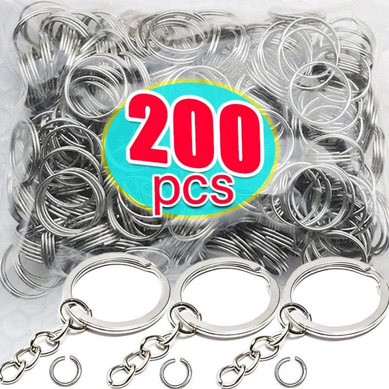 Versilberter Metall-Rohling-Schlüsselanhänger, geteilter Ring, Schlüsselanhänger, Schlüsselanhänger, Ringe, Damen und Herren, DIY-Schlüsselanhänger, Schlüsselanhänger-Zubehör