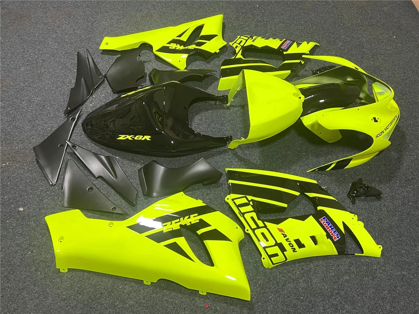 Motorcycle Fairing Kit Suitable for Kawasaki ZX-6R 05-06 Year 6R 636 2005 2006 Fairing Bright Black Fluorescent Yellow