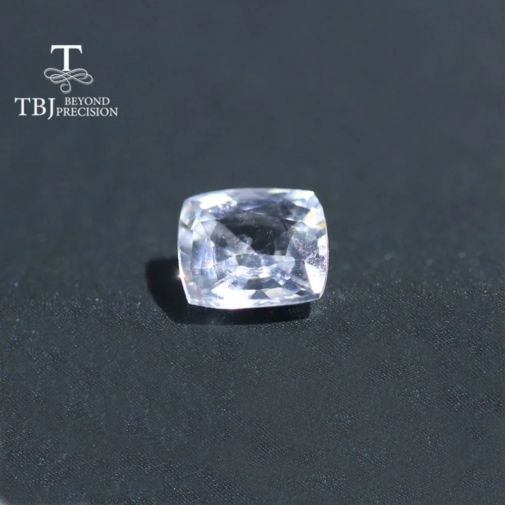 Tbj, natural heated white sapphire loose gemstone 0.4-0.45ct Cushion for diy unique 18k 14k 9k gold jewelry