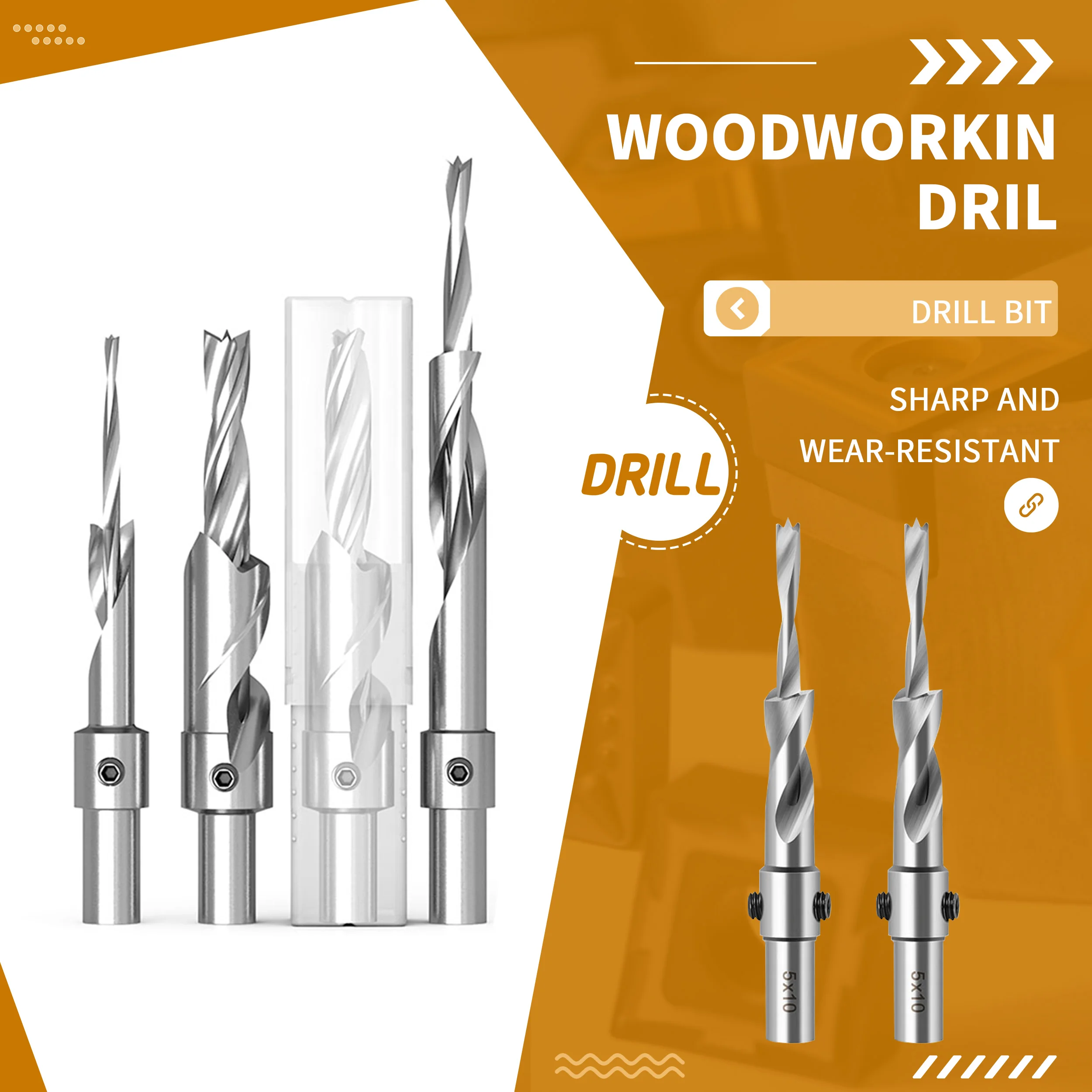 High-Speed Steel Salad Drill Step Drill Bit Woodworking Countersink Drill Bit Two-step Screw Pattern With Double Hole Opener Bit