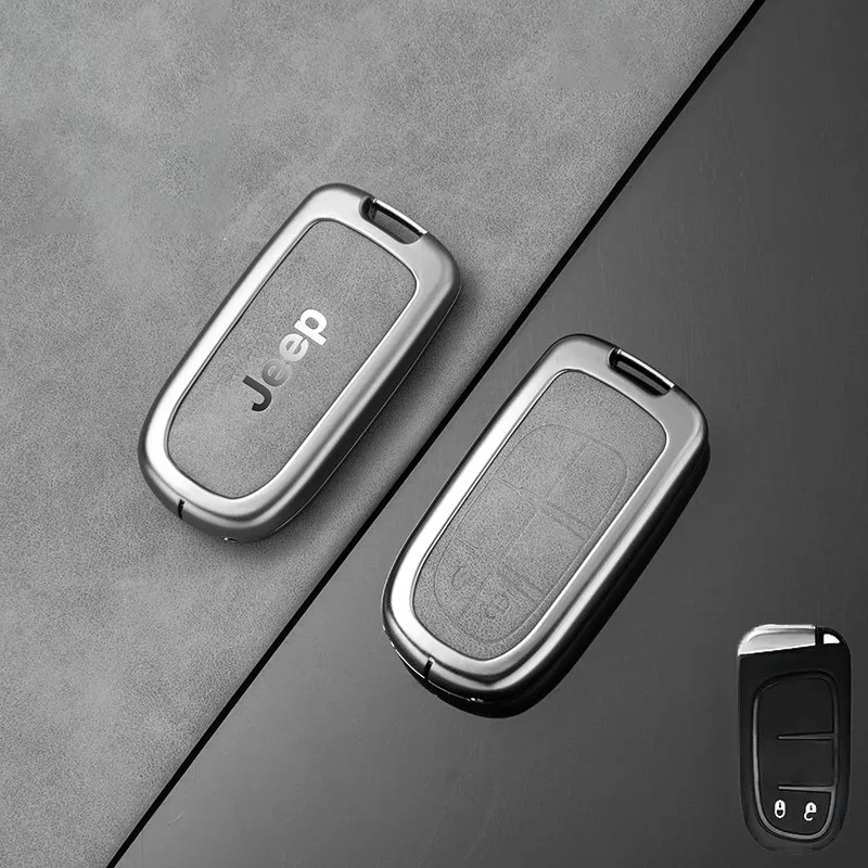 For Jeep Renegade Wrangler Patriot Grand Cherokee Compass Liberty WK2 KL MP BU SRT Metal Leather Car Key Case Cover Accessories