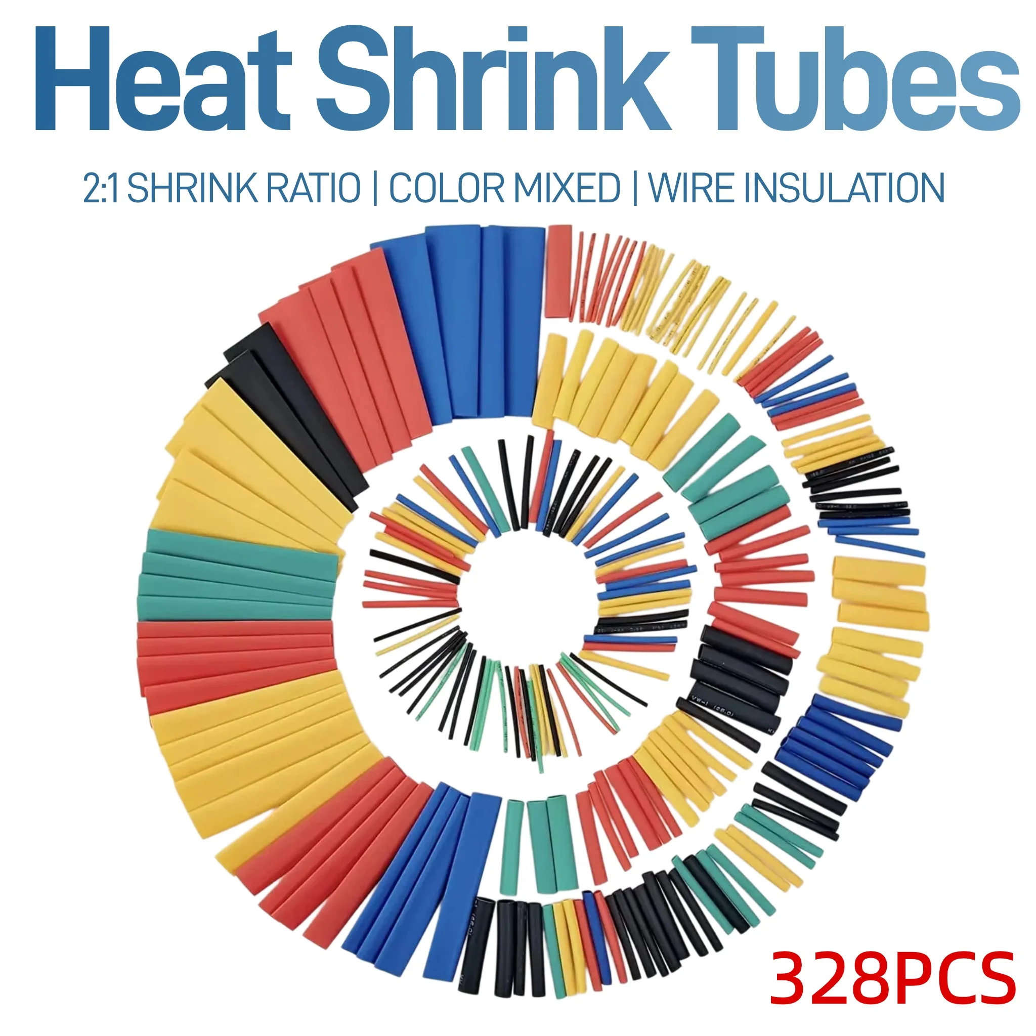 328PCS Heat Shrink Tube Assortment Kit,2:1 Shrink Ratio Colorful Insulation Cable Sleeve,Heat Shrink Tubing for Wire Repair DIY