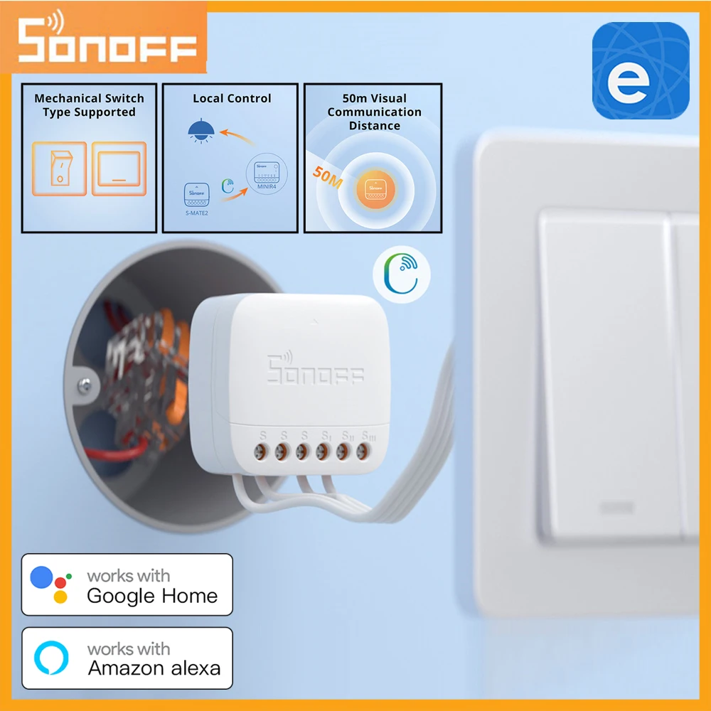 SONOFF-Extreme Switch Mate S-MATE2, eWeLink, Controle Remoto via Smart Switch, Funciona com Alexa, Google Home, IFTTT