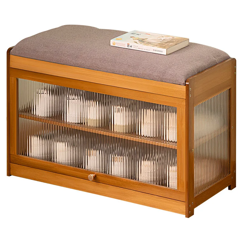 Home Entryway All-in-One Shoe Bench & Shoe Cabinet, Multifunctional Dustproof Storage Shoe Stool For Hallway