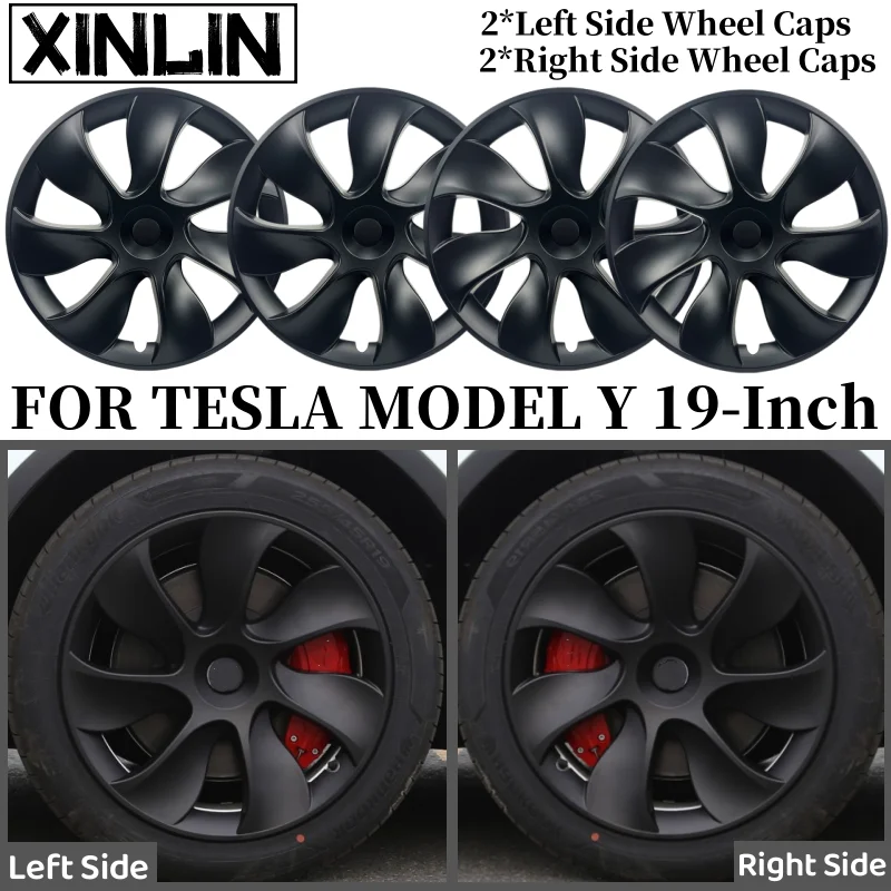 4PCS 19-Inch Wheel Caps for Tesla Model Y Wheel Cover Performance Replacement Wheel Hubcap Full Rim Cover Accessories 2018-2024