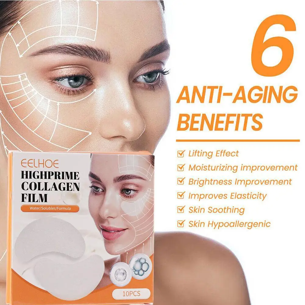 Highprime-Película de colágeno Soluble en Corea, mascarilla facial antienvejecimiento, eliminador de arrugas, hidratante, Lifting facial, 20/30/50 piezas