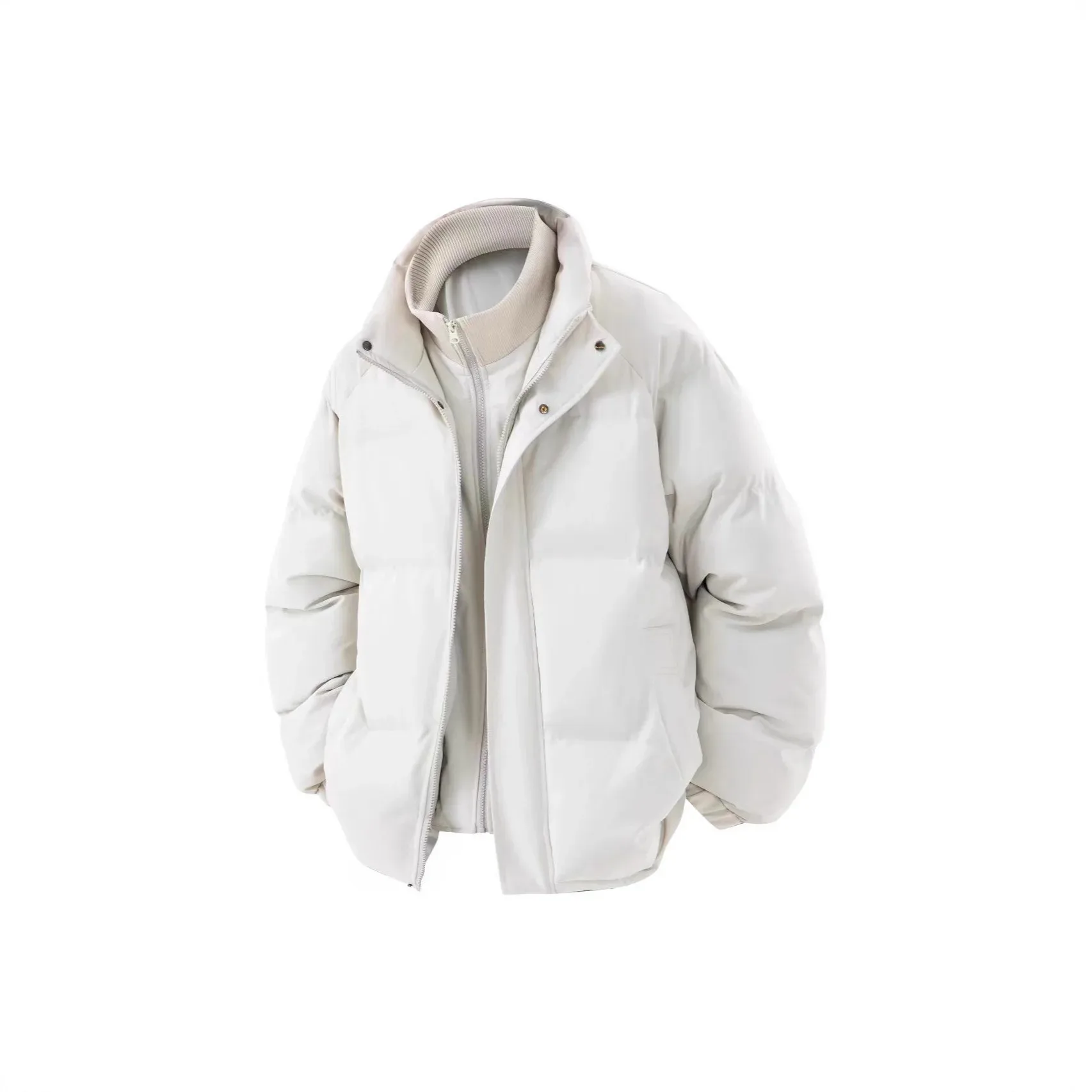 LIBIELIY Giacca in cotone con colletto alla coreana casual allentato Caldo ed elegante Falso in due pezzi per coppie Uomo Donna Capispalla invernale Alla moda