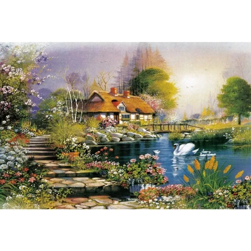 

Adult Swan Lake Jigsaw Puzzle 1000 Pieces 75*50 Stress Relief Entertainment Toys Landscape Cartoon Paper Puzzles Christmas Gift