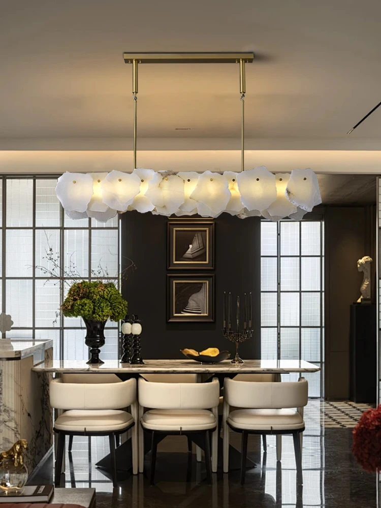 Gold Big Pendant Light Alabaster Hanging Lamp Decoration Dining Room Designer Light Fixture Luxury Lamparas De Techo Marble Lamp