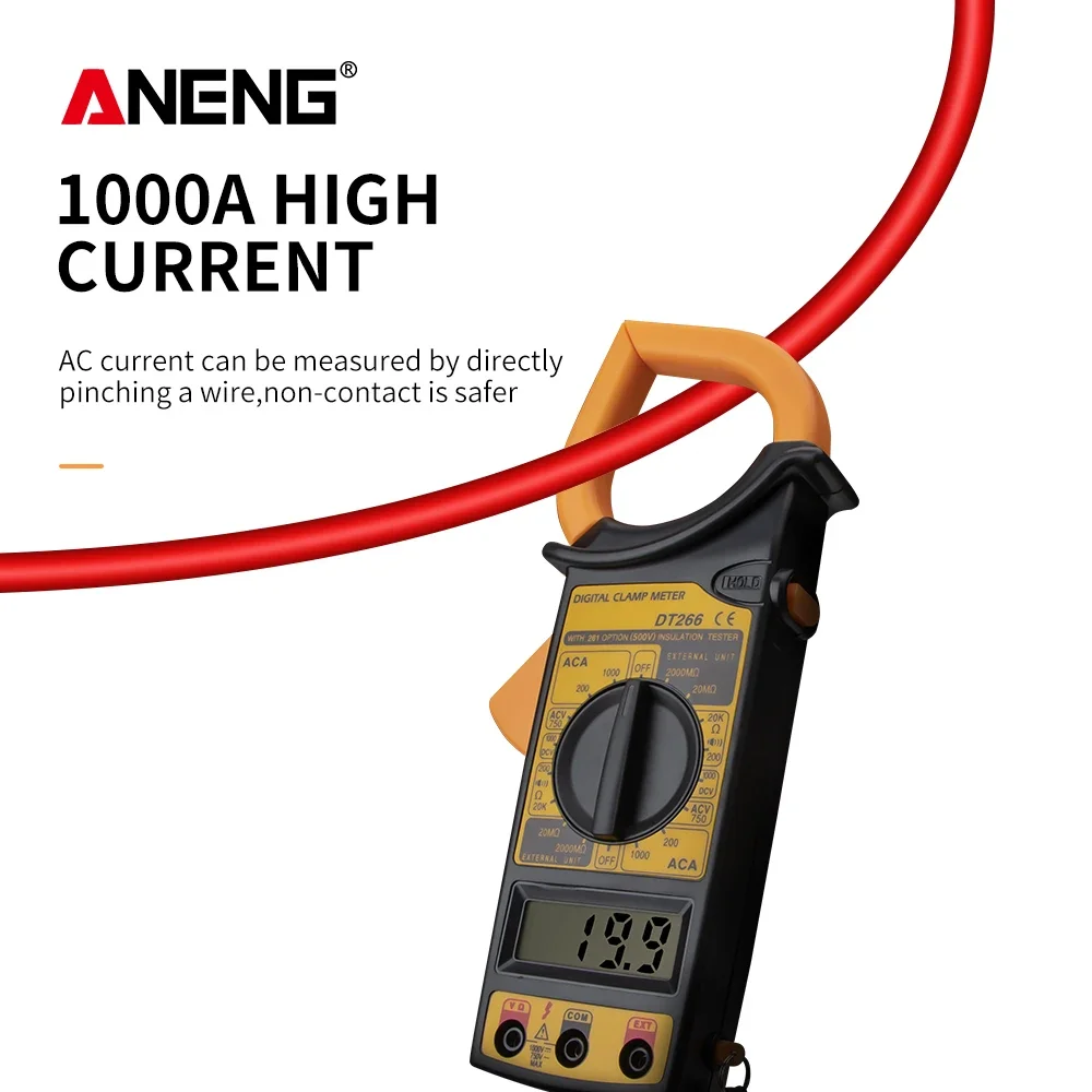 ANENG DT266 LCD 1999 Count Digital True RMS Professional Clamp Meter ACDC Current Voltage Tester Data Show Auto Multimeter Clamp