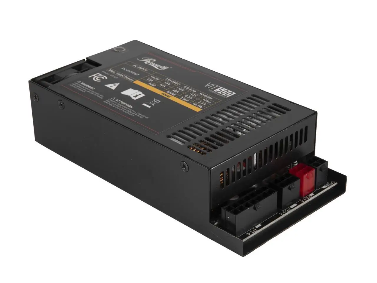 Rosewill VIT 500W, Mini ITX/Flex ATX / 1U Fully Modular Power Supply, Full Range Active PFC 90-264V, 40mm Dual Ball Bearing Fan, Suitable for Mini Server, NAS, Small Form Factor - 5 Year Warranty