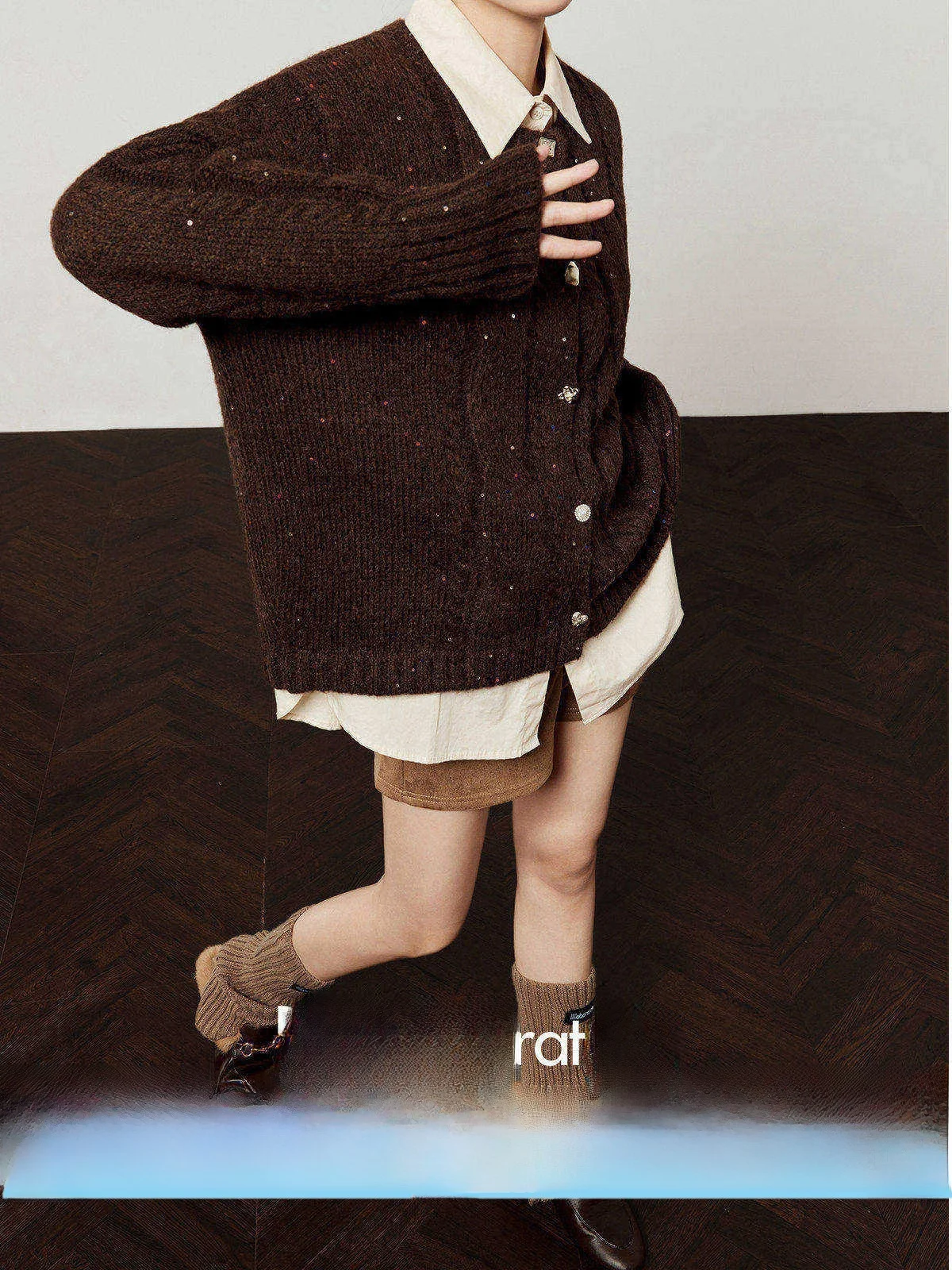 

Coffee Color Knitted Sweater Women's Commute Sle Star Dot Pattern All-Match Slimming Knitwear Autumn Winter New Arrival