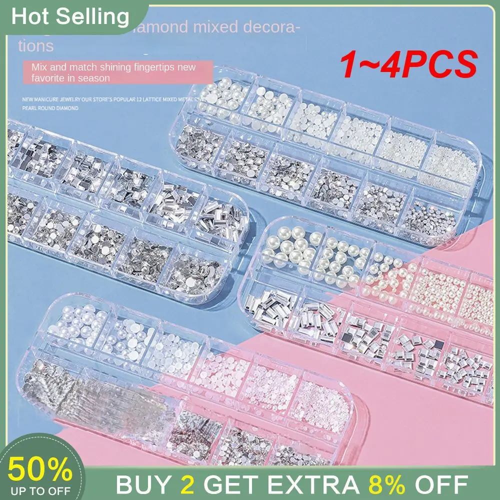 1~4PCS Nail Art Decoration Suitable For Nail Design And Handicrafts Dazzling Transparent Nail Water Drill