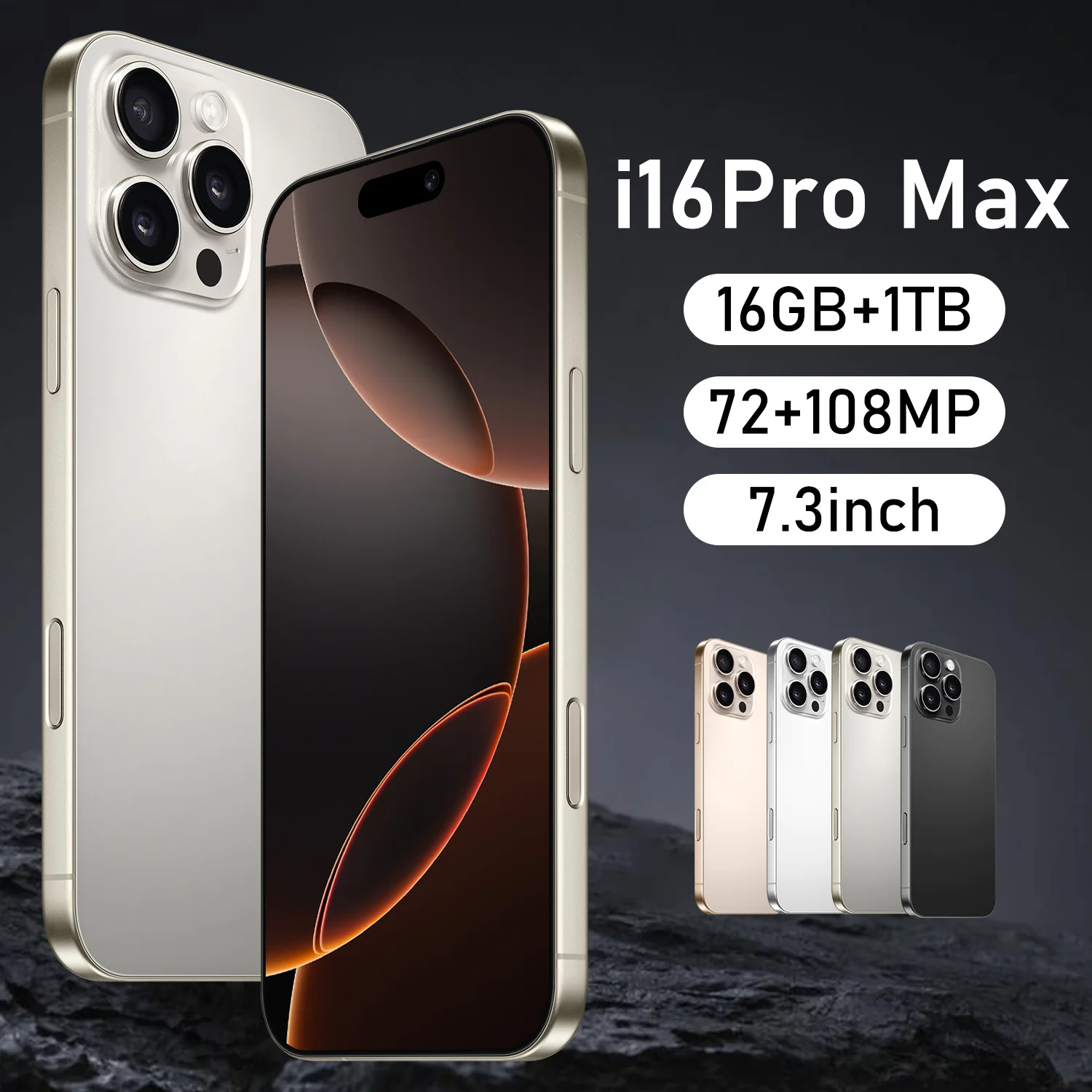 HOT i16 Pro Max オリジナル インテリジェント 5G デュアルSIM Android14 システム グローバル版 6800mAhバッテリー 顔認証機能