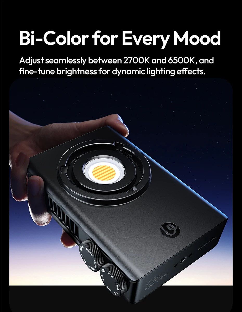 Ulanzi C01 100 W tragbare COB-Leuchte, 2700 K–6500 K, zweifarbig, leicht, für Kamera, Fotografie, Smartphone, Vlog, Livestreaming – Detail 8