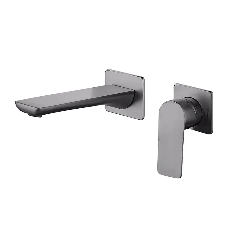 Bathroom Accessories All Copper Concealed Gun Gray Embedded Wall Faucet