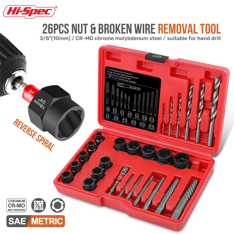 

Extract Broken Bolts Easily: Hex Adapter, Nut Remover Set for Quick Removal