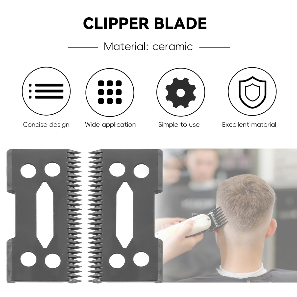 2 Pcs Ceramic Blade Ceramic Replacement Cutter ,28 Teeth Ceramic Clipper Blade Replacement Cutter 2-Hole Clipper,Black
