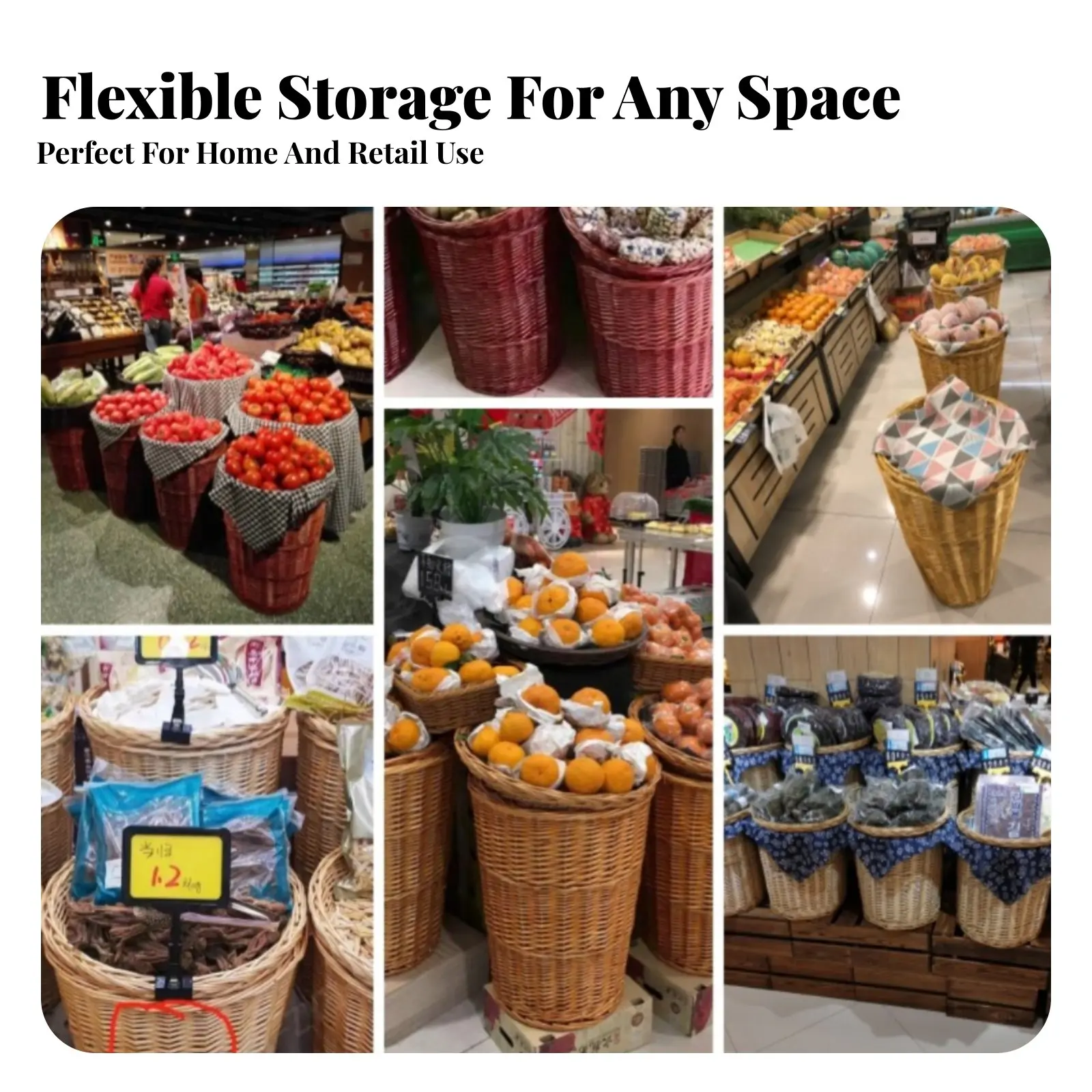 Supermarket Produce Hamper Large Capacity Display Hamper Long-Lasting Versatile for Retailers, Home Users, Fruit Shop