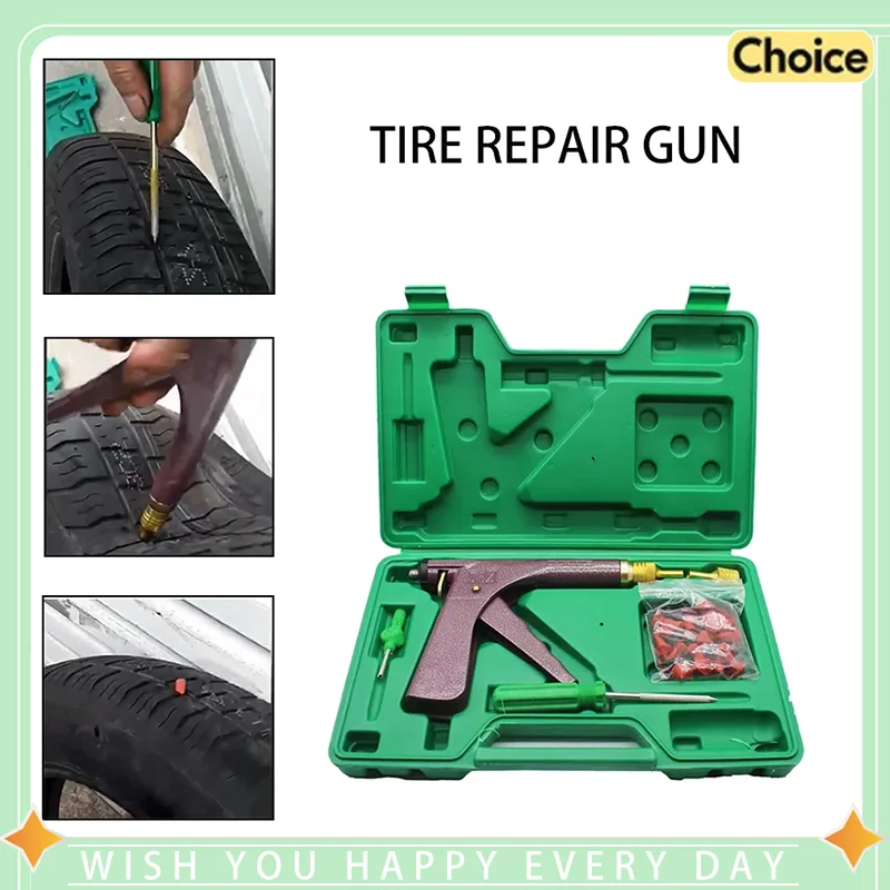 

Professional Vacuum Tire Repair Gun Kit for Auto Bike Tubeless Tires Quick Puncture Fix Car Tire Leak Block