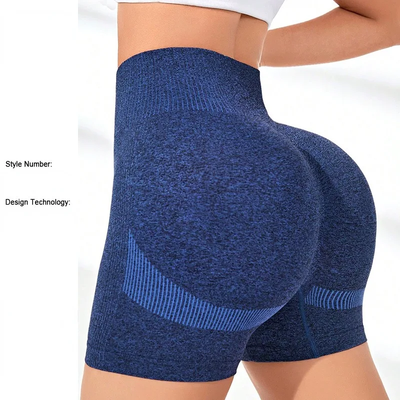 Women Knited Seamless Shorts Hip Liftting Yoga Shorts Gym Trainning Running High Elastic Skinny Yoga Fitness Three Point Shorts