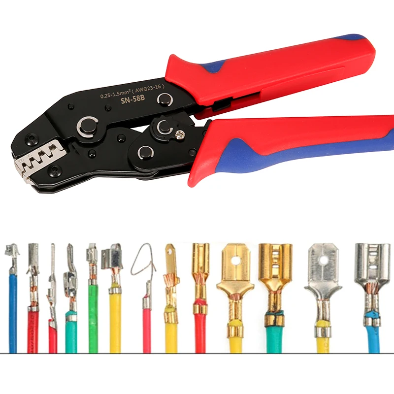 XIONGISOLAR SN-58B Durable High Carbon Steel Ratcheting Crimper-Versatile, Ergonomic Tool for 0.25-1.5mm2(23-16AWG)Wholesale