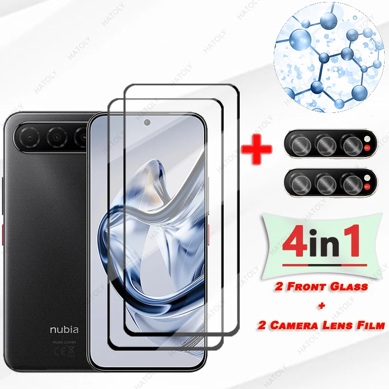 Para zte nubia ar protetor de tela vidro para zte nubia ar 5g borda preta película protetora protetor lente da câmera para zte nubia ar