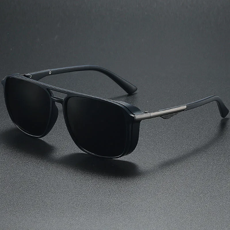 Steampunk spolaryzowane okulary przeciwsłoneczne dla mężczyzn kobiety Vintage Square Punk okulary przeciwsłoneczne odcienie okulary UV400 óculos De Sol